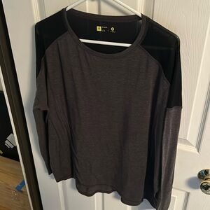 Unisex relaxed fit ,long sleeve top with see through in shoulder and back area